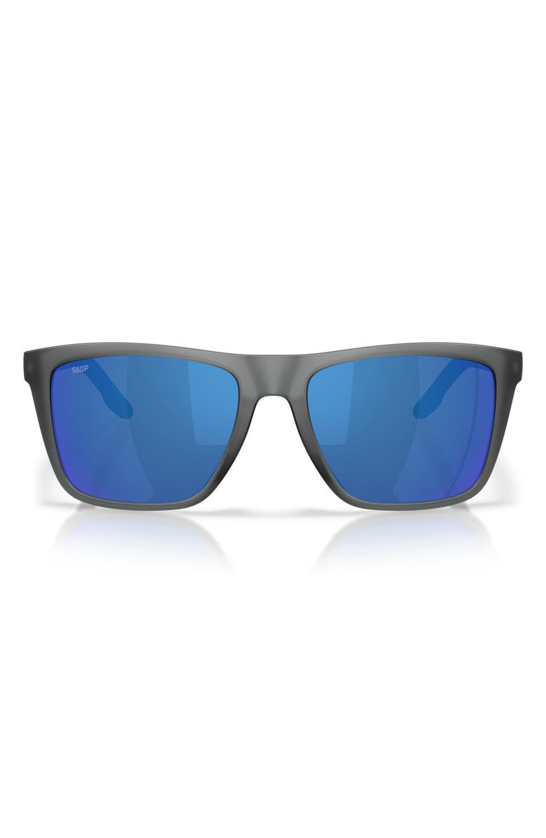 Costa Del Mar Mainsail XL 59mm Mirrored Polarized Square Sunglasses, Main, color, Gray Smoke / Blue Mirror 580P