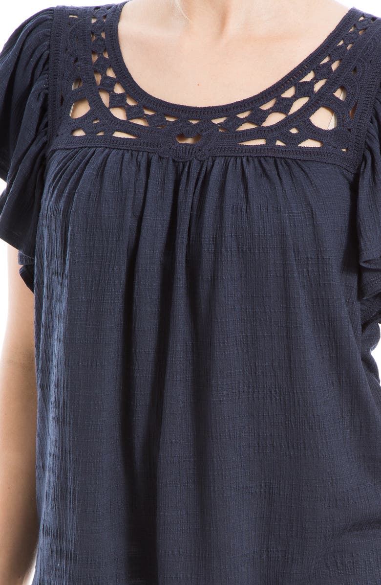 MAX STUDIO Open Stitch Crinkle Top, Alternate, color, Navy