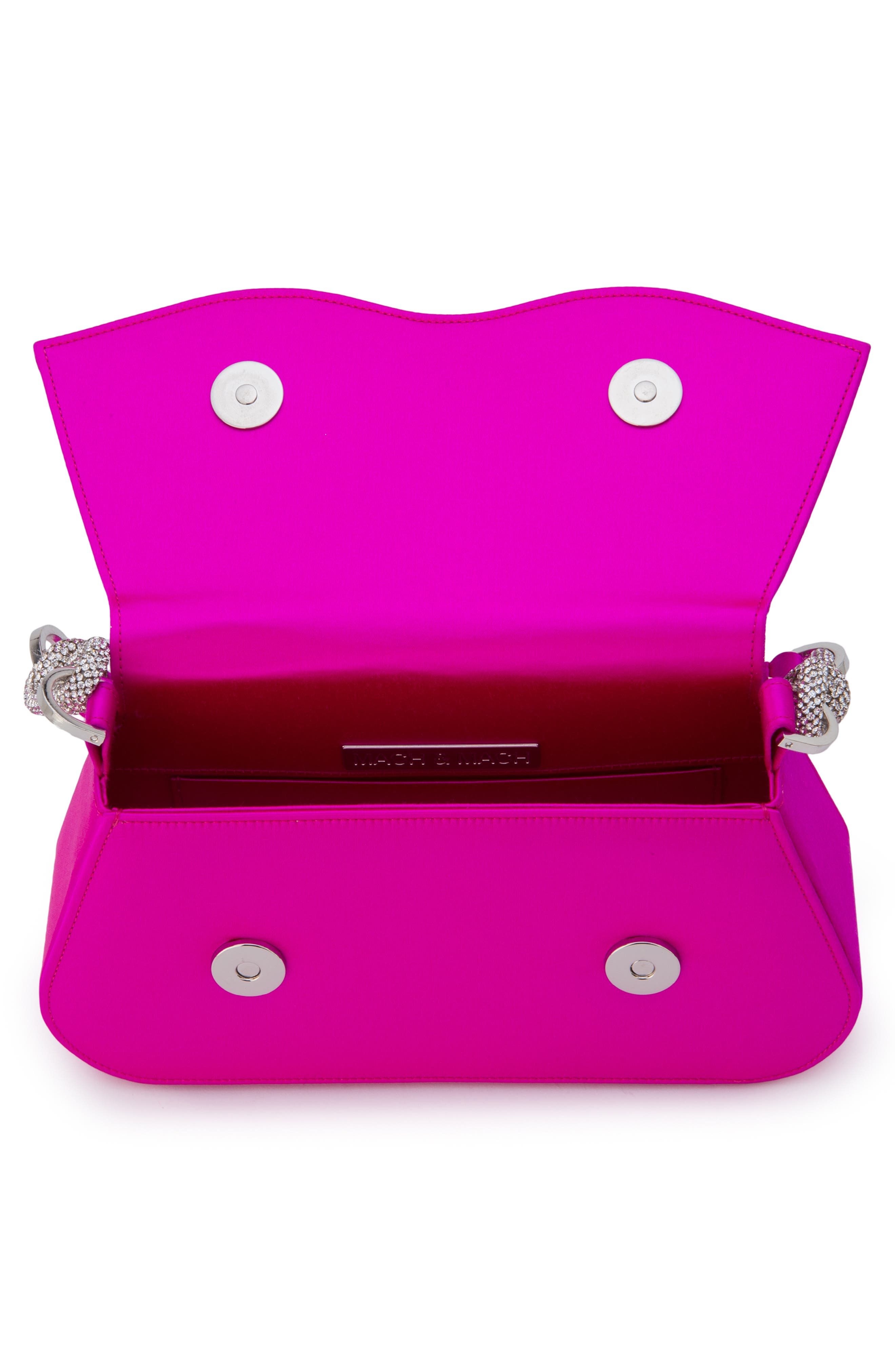 Mach & Mach Medium Carrie Crystal Flower Satin Shoulder Bag, Alternate, color, 