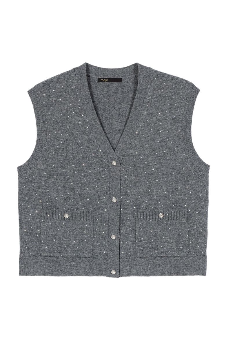 Rhinestone knit top, Alternate, color, Grey