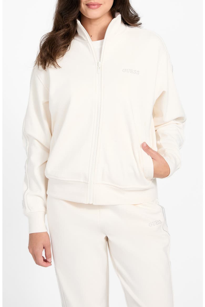 Octavia High Neck Full Zip Sweatshirt, Main, color, WHITE