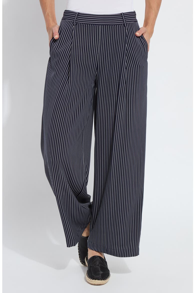 Clarette Stripe Pleated Wide Leg Pants, Main, color, MARINE PINSTRIPE