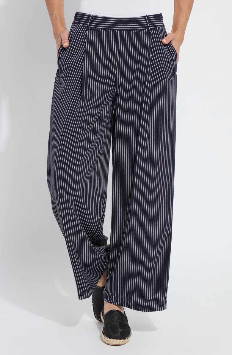Lysse Clarette Stripe Pleated Wide Leg Pants, Main, color, Marine Pinstripe