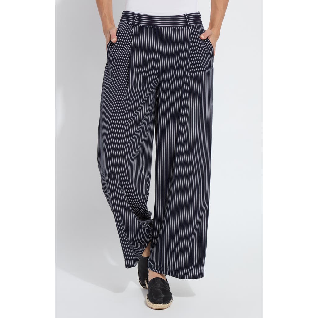 LYSSÉ LYSSÉ CLARETTE STRIPE PLEATED WIDE LEG PANTS