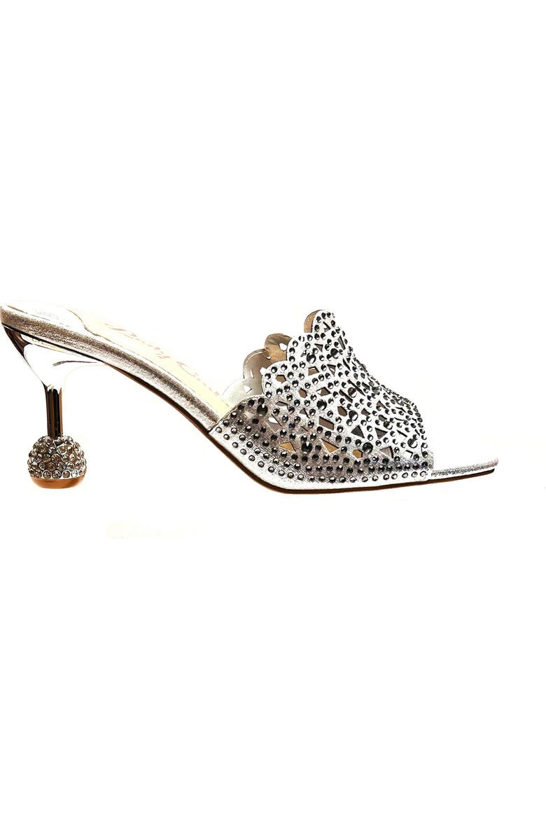 LADY COUTURE Rhinestone Laser Cut Sandal, Alternate, color, Silver