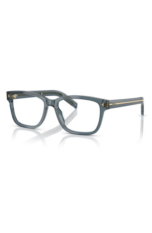 Prada 53mm Rectangular Optical Glasses In Blue