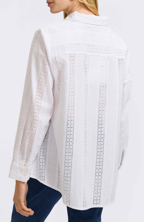 FOXCROFT FOXCROFT ZOEY MIXED STITCH BUTTON-UP SHIRT 