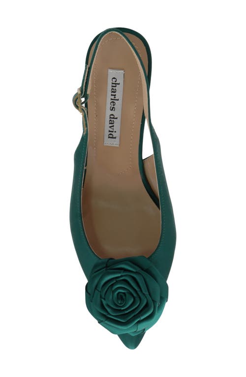 Charles David Aleph Slingback Pointed Toe Kitten Heel Pump In Green