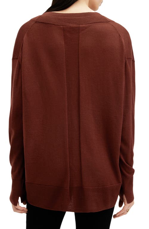Allsaints Bern Merino Wool V-neck Jumper In Sugar Brown