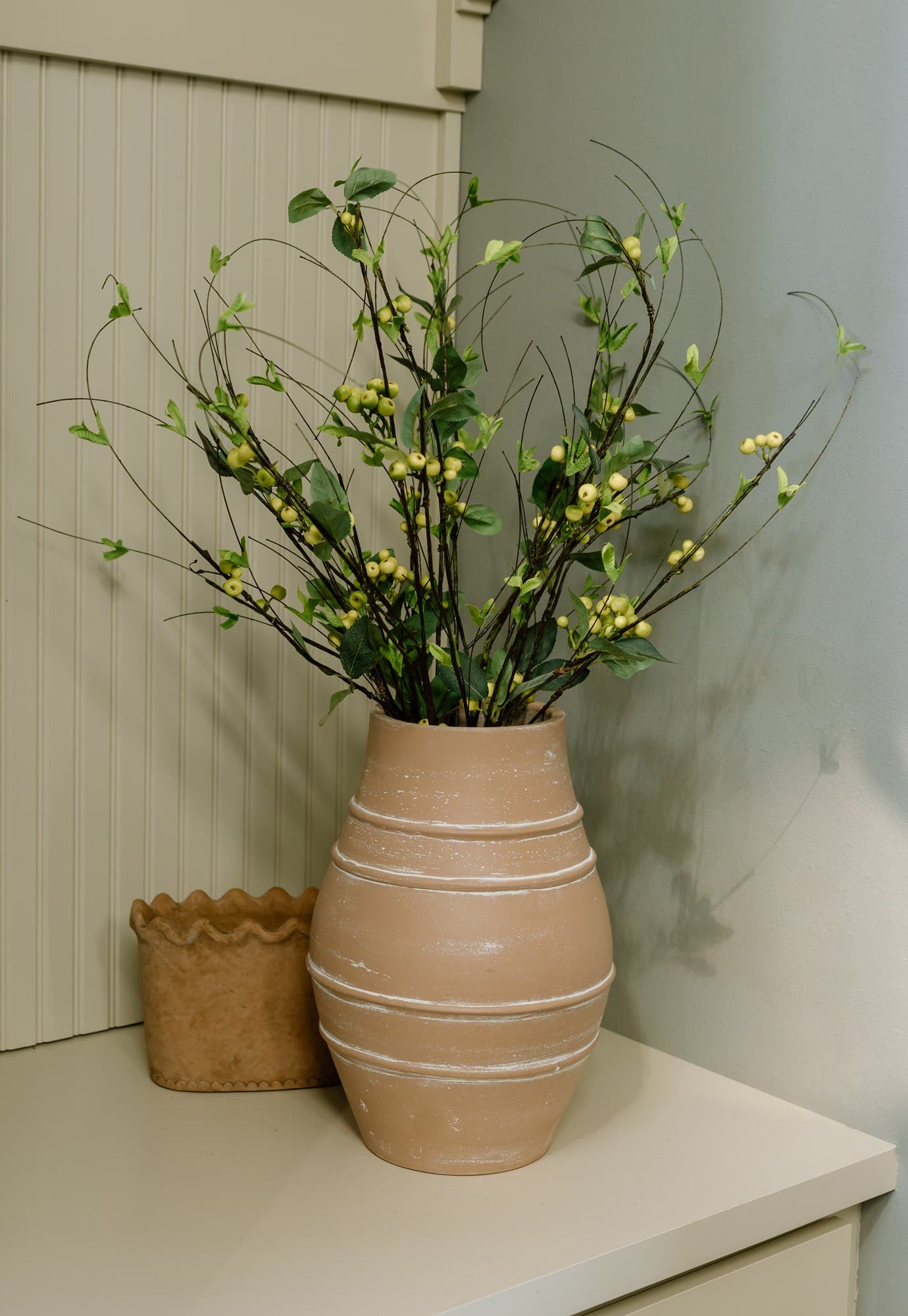 Transpac Sullivan's Christmas Berry Twig with Leaves Spray, Green Faux ...