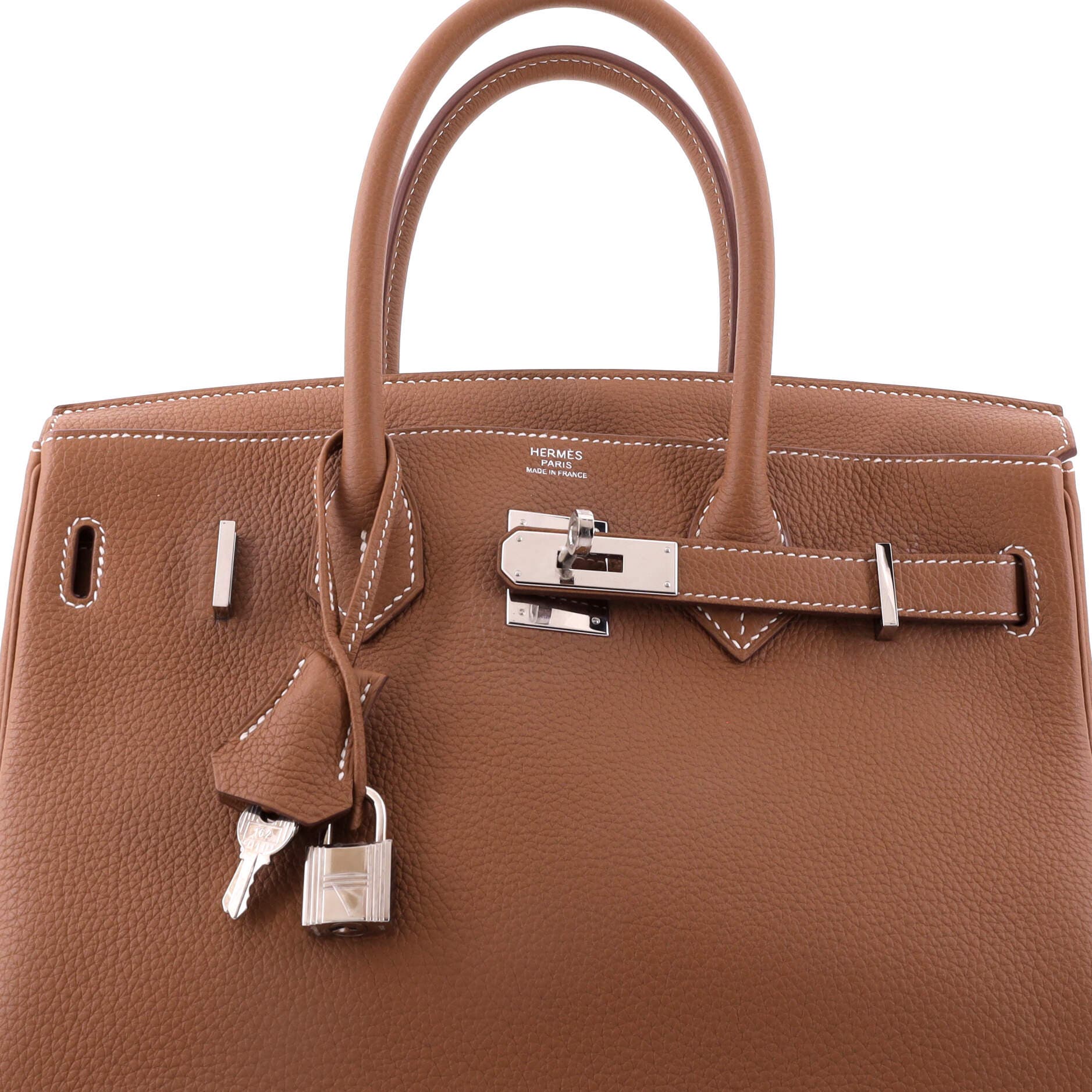 Birkin Handbag Brown Togo with Palladium Hardware 30, Alternate, color, Metallic Gold
