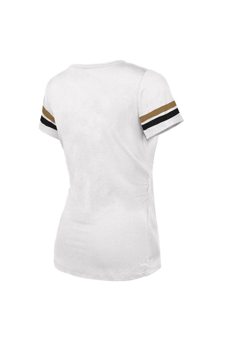 Women's Majestic Threads  Gold Vegas Golden Knights 2023 Stanley Cup Champions Striped V-Neck T-Shirt, Main, color, Gold