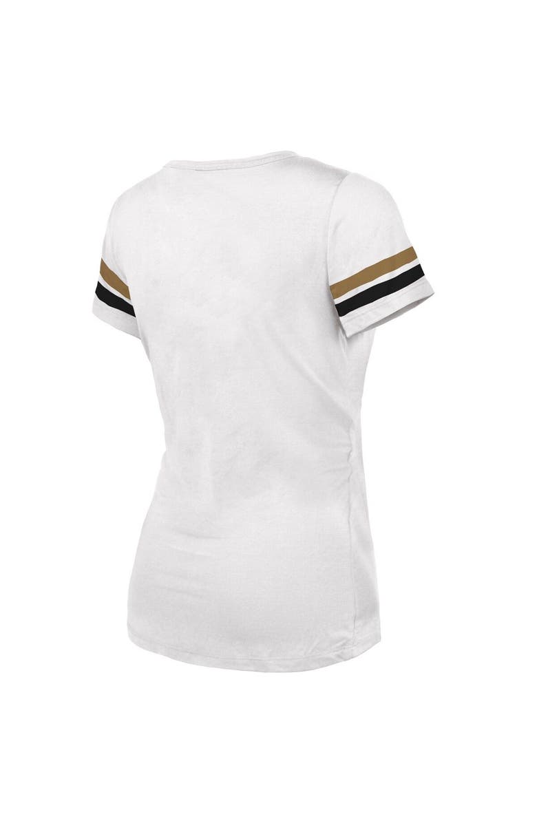 Majestic Threads Women's Majestic Threads Gold Vegas Golden Knights 2023 Stanley Cup Champions Striped V-Neck T-Shirt, Main, color, Gold