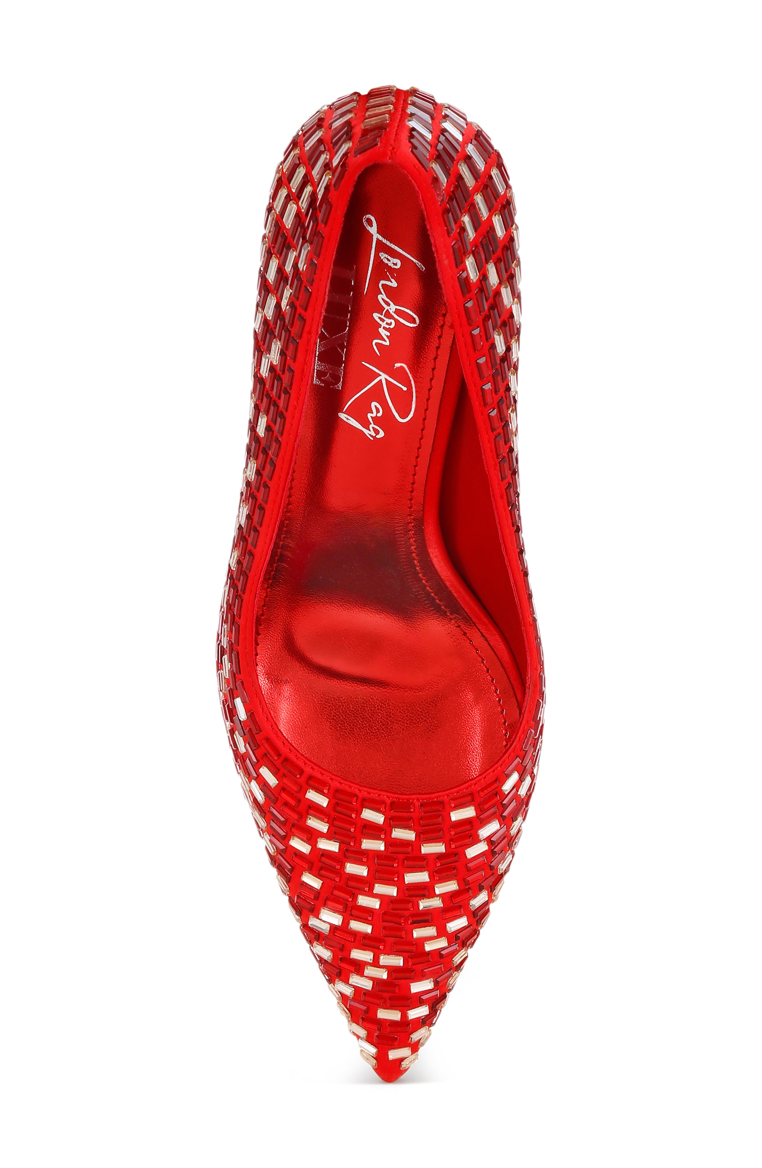 Elodie Mirrored Jewel Pump, Alternate, color, RED