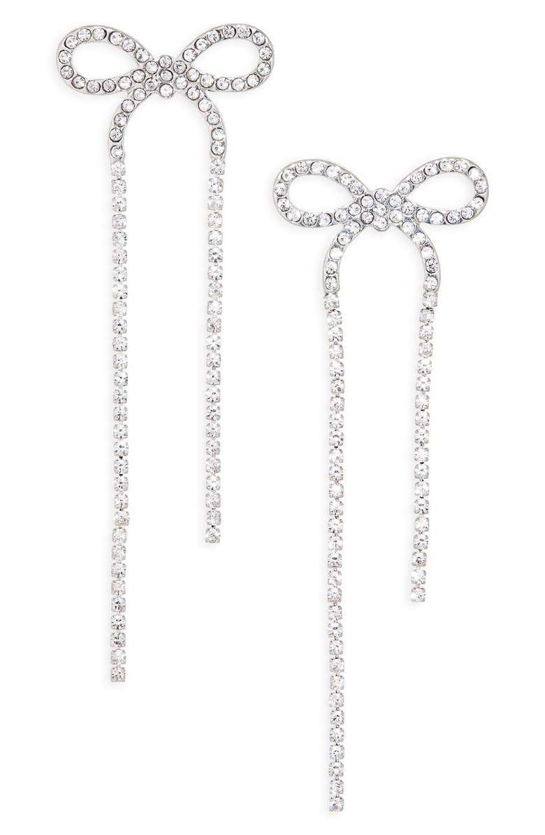 BP. Sparkle Bow Earrings, Main, color, Rhodium