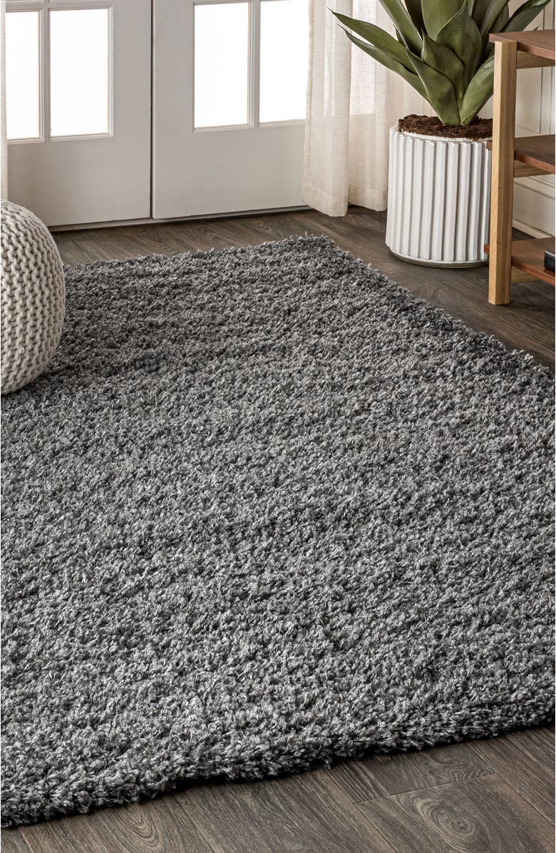 JONATHAN Y Mercer Shag Plush Area Rug, Alternate, color, Charcoal