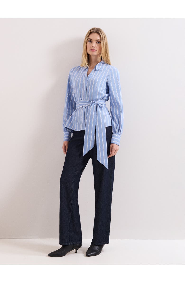 Phase Eight Collared Statement-Belt Shirt, Alternate, color, Blue