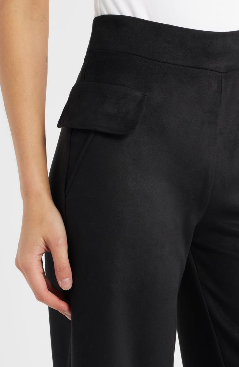 Hue Faux Suede Wide Leg Pants, Alternate, color, Black