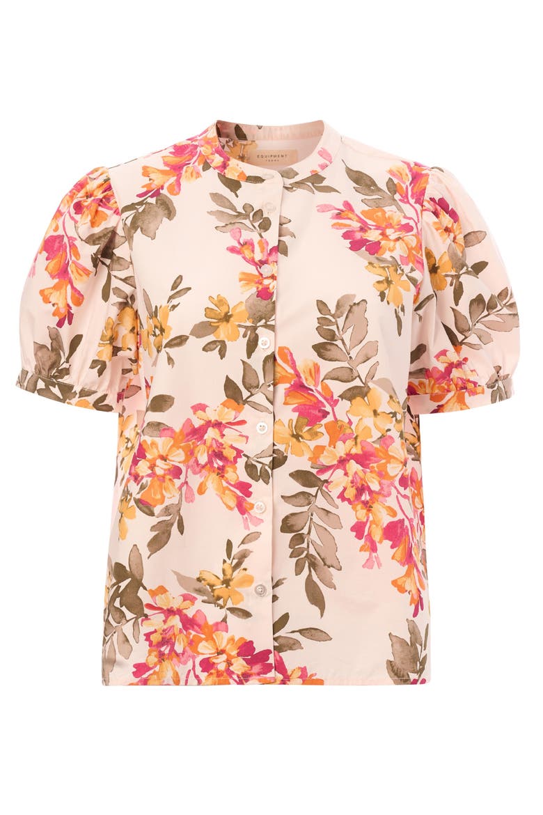 Short Sleeve Poplin Blouse, Alternate, color, Floral Branch Print