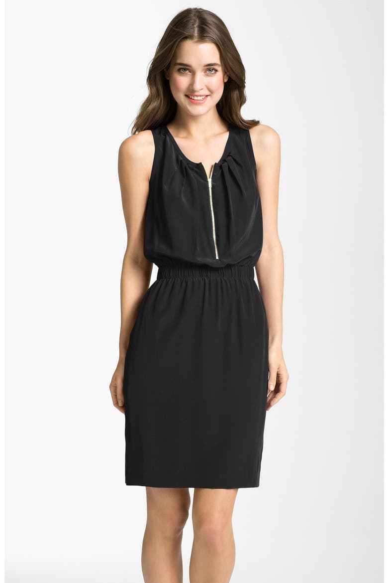 Silk Tank Dress, Main, color, BLACK