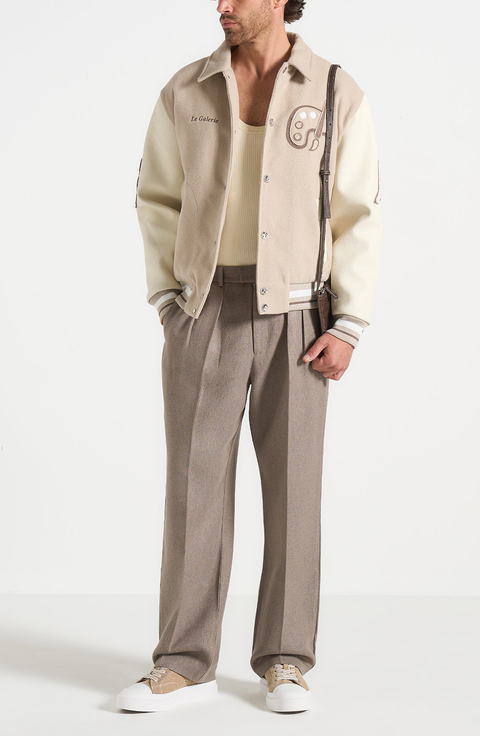 Pierre Relaxed Fit Textured Pleated Tailored Trousers