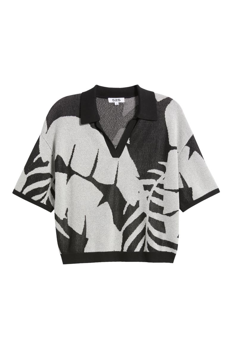Carter Palm Tree Polo Sweater, Alternate, color, BLACK MULTI