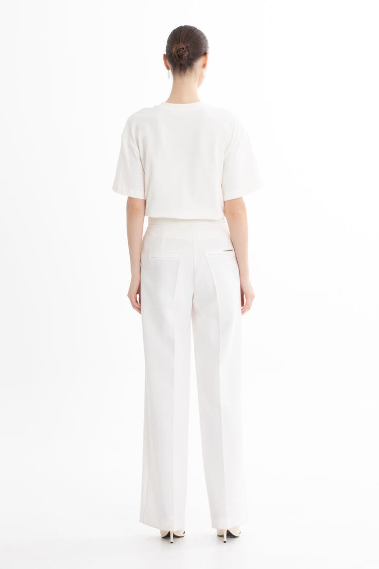 Ecru Tailored Straight-Leg Pants, Alternate, color, Beige