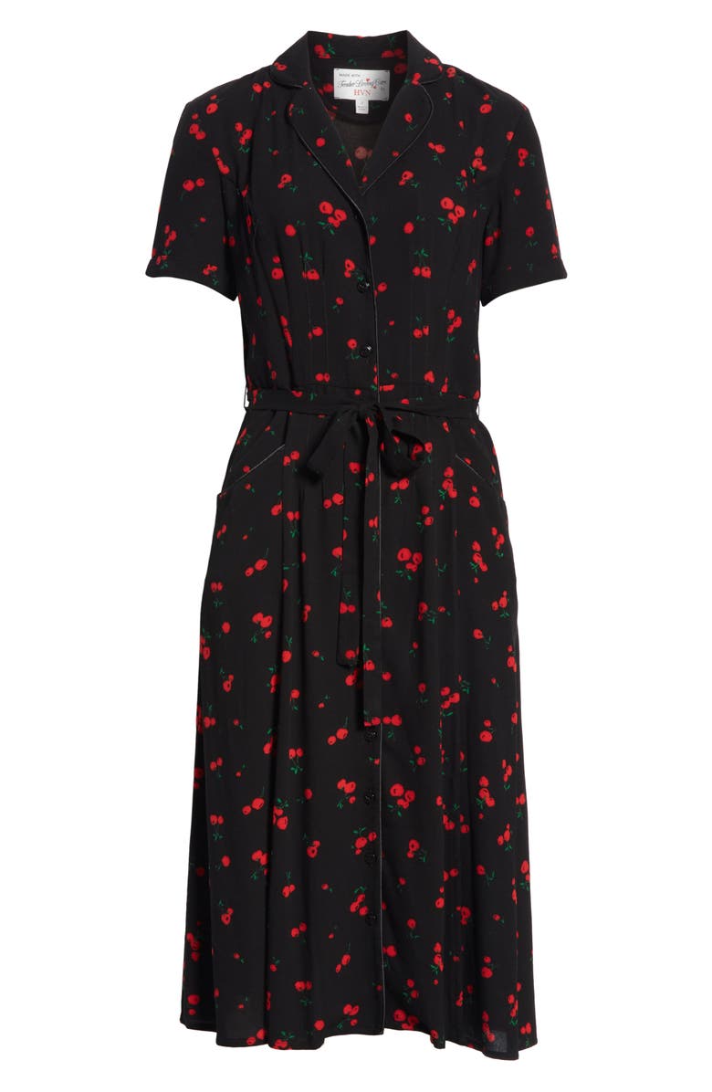 HVN Maria Cherry Print Shirtdress, Alternate, color, 