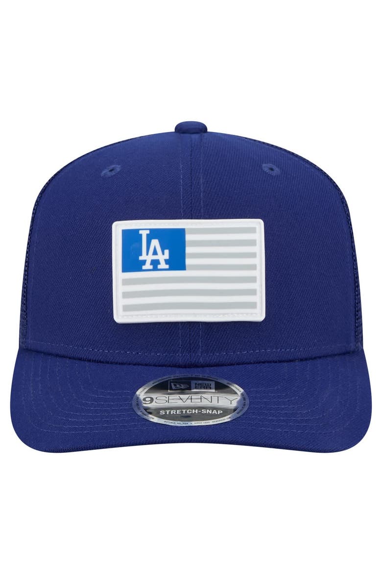 Men's New Era Royal Los Angeles Dodgers Flag 9SEVENTY COOLERA Stretch-Snap Hat, Alternate, color, Royal