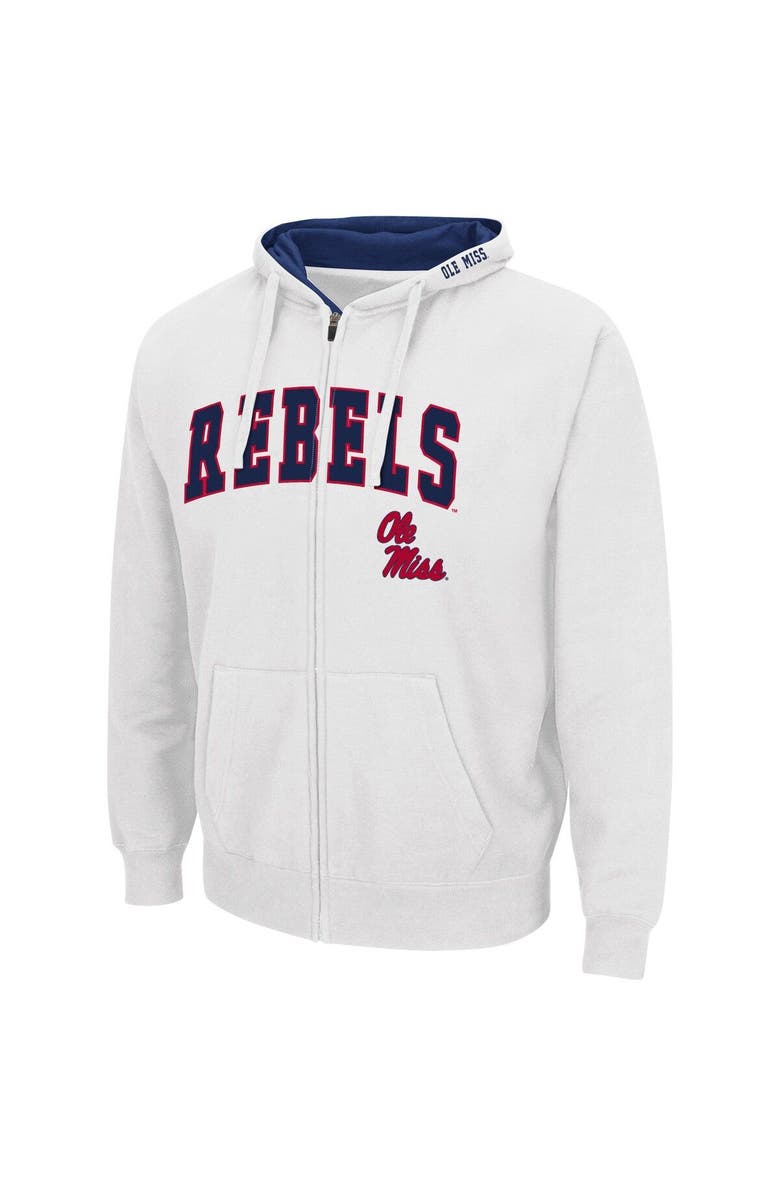 COLOSSEUM Men's Colosseum White Ole Miss Rebels Arch & Logo 3.0 Full-Zip Hoodie, Alternate, color, White