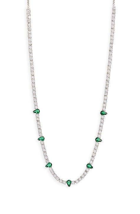 Love All Pear Cubic Zirconia Tennis Necklace