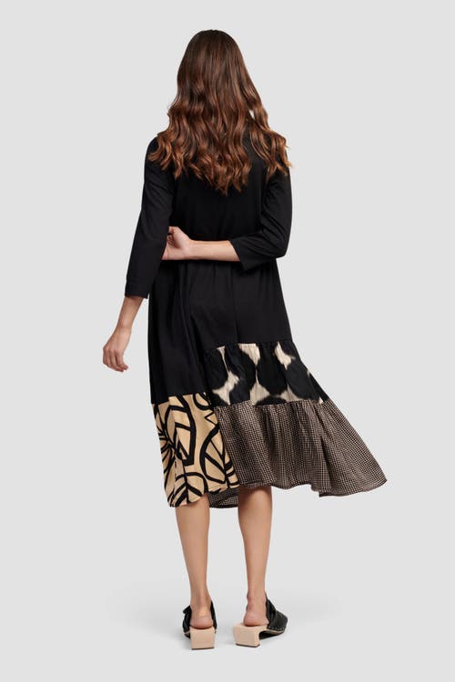 ALEMBIKA ALEMBIKA TIERED MIXED MEDIA MIDI DRESS