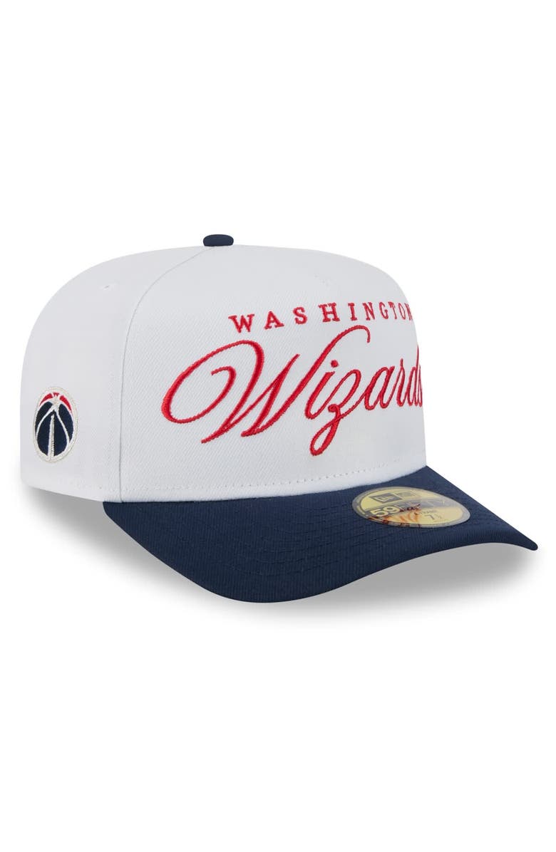 New Era Men's New Era White/Navy Washington Wizards 2025 NBA Draft A-Frame 59FIFTY Fitted Hat, Main, color, White