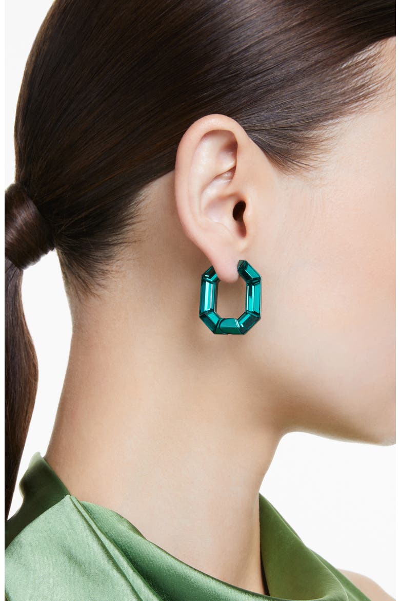 Lucent Hoop Earrings, Alternate, color, GREEN