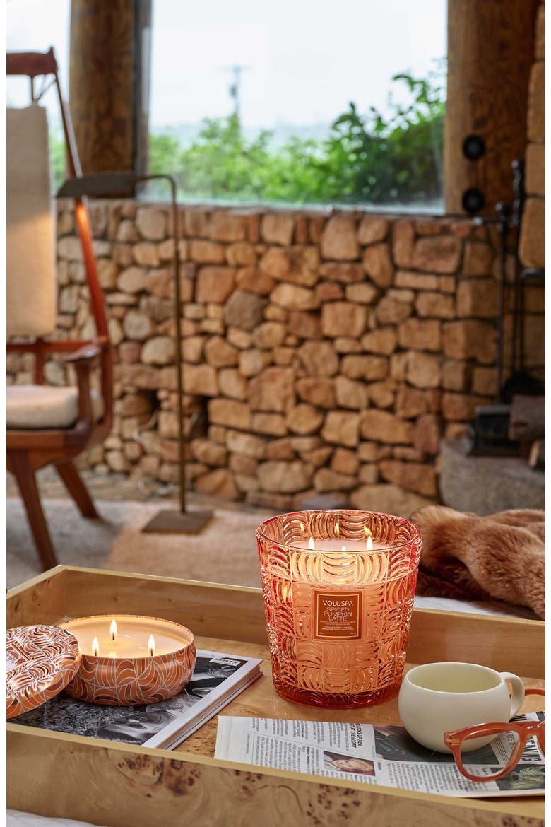 Spiced Pumpkin Latte 3-Wick Hearth Candle, Alternate, color, ORANGE