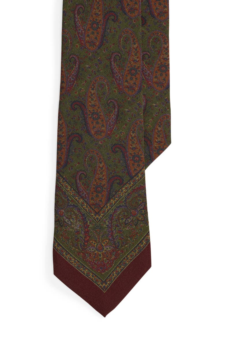 Ralph Lauren Purple Label Standard Paisley Silk Tie, Main, color, Loden