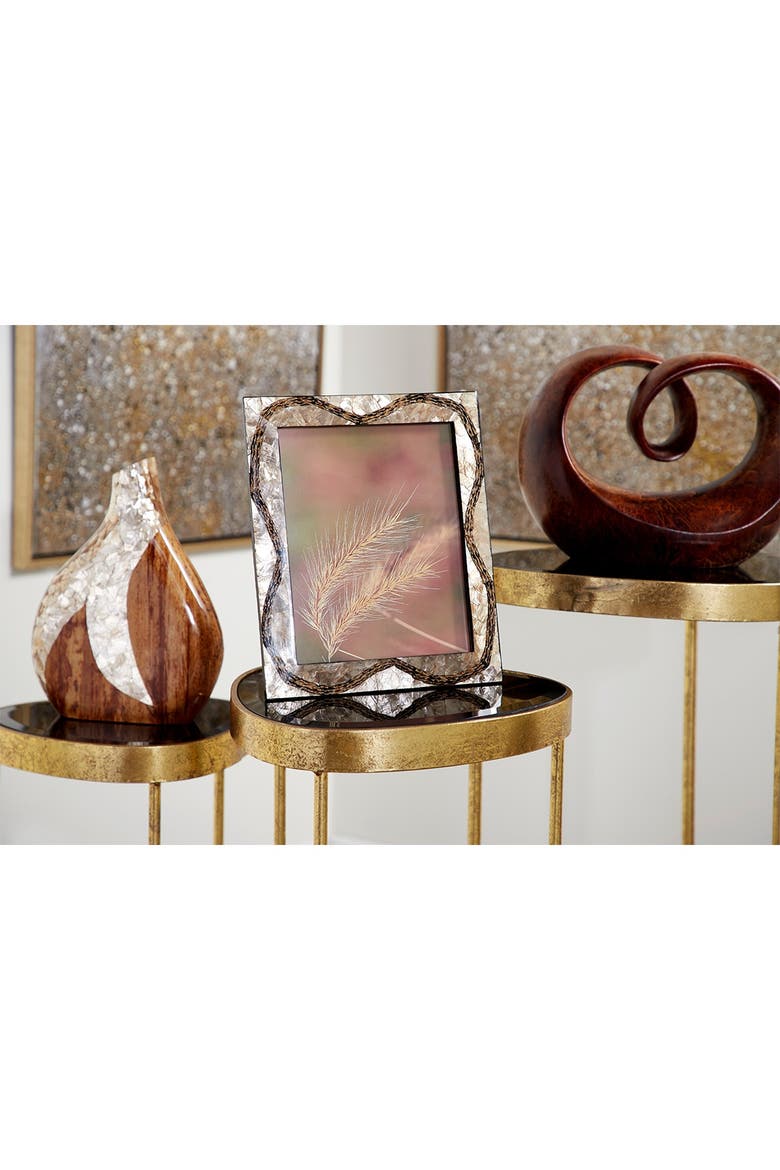 Inlaid Vervain & Goldtone Capiz Shell Large Picture Frame, Alternate, color, BROWN