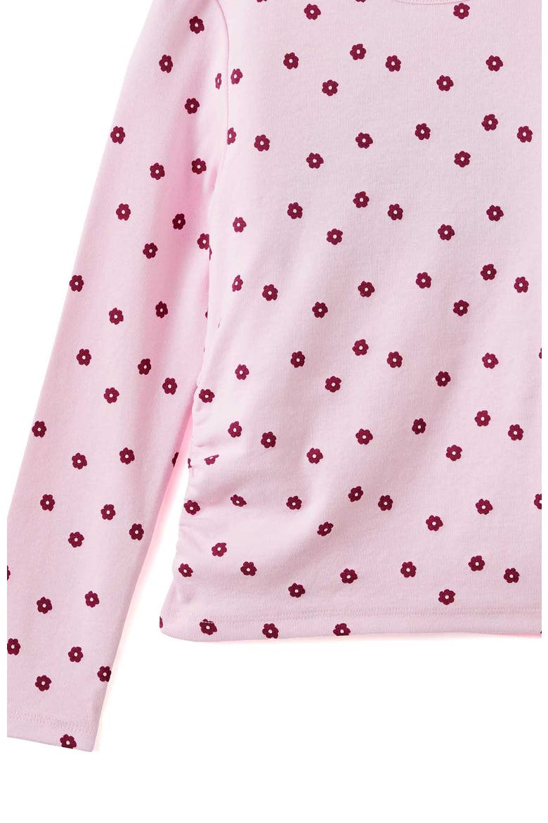 Kid's Fitted Long Sleeve Essential Gathered Top, Alternate, color, Ballet Pink Ditsy Floral