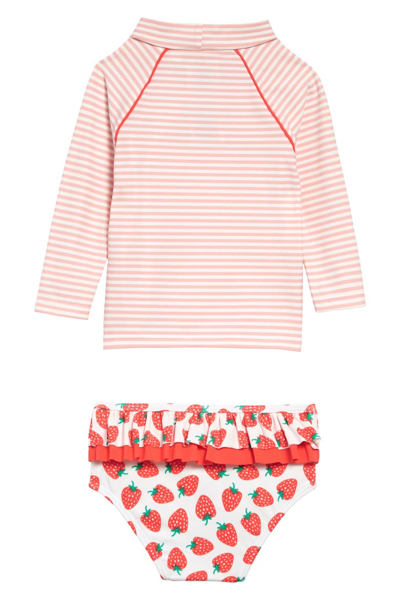 Strawberries & Stripes Two-Piece Rashguard Swimsuit, Alternate, color, IVORY/ PINK STRAWBERRY