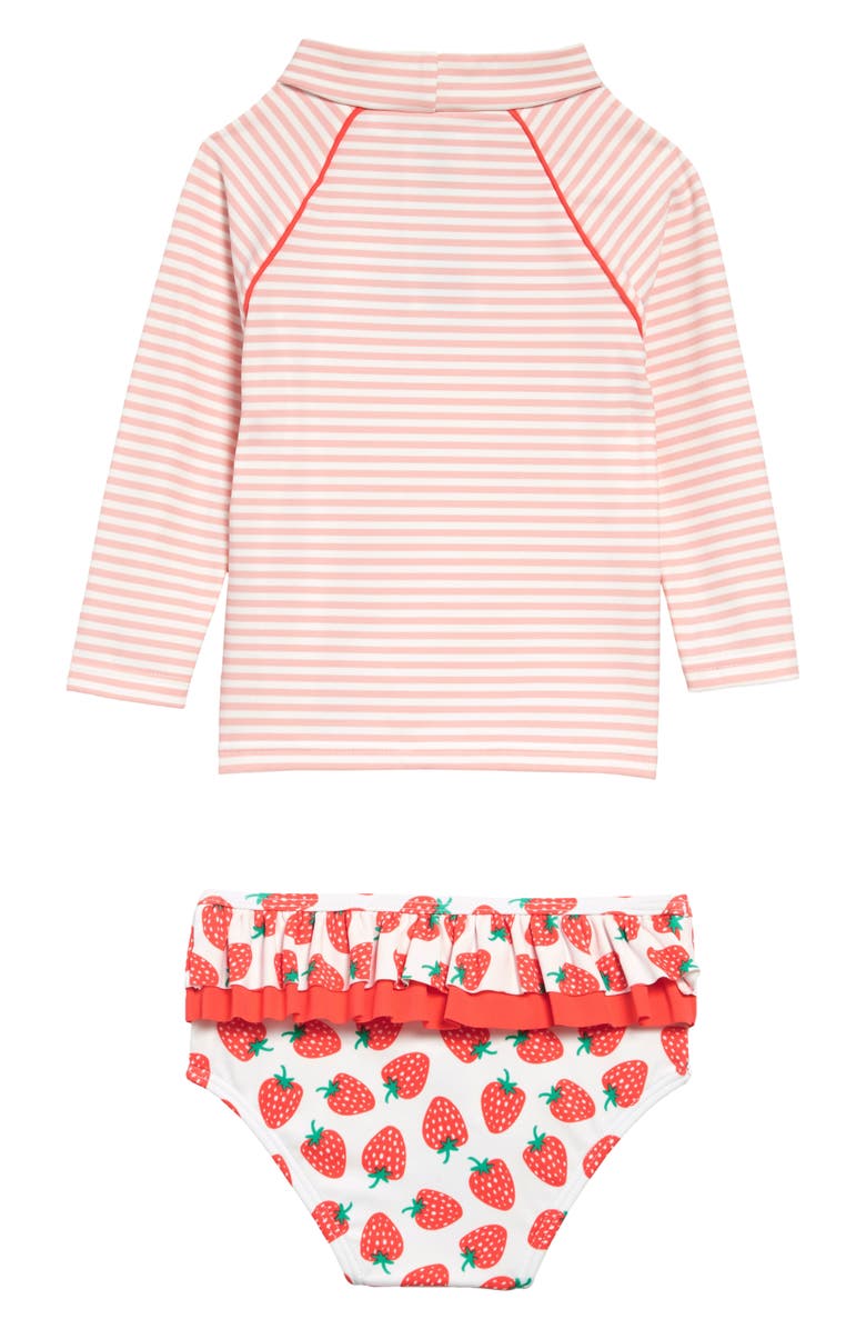 Mini Boden Strawberries & Stripes Two-Piece Rashguard Swimsuit, Alternate, color,