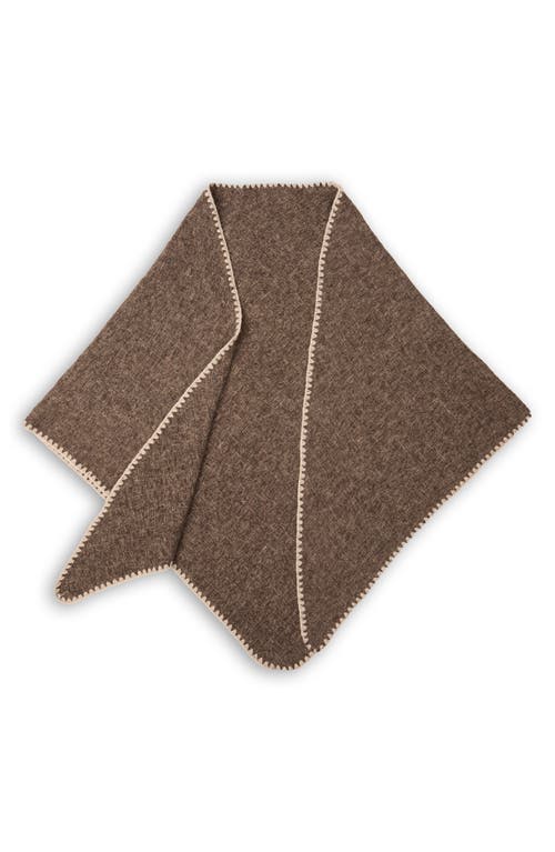 Saachi Triangle Knit Trim Shawl In Brown