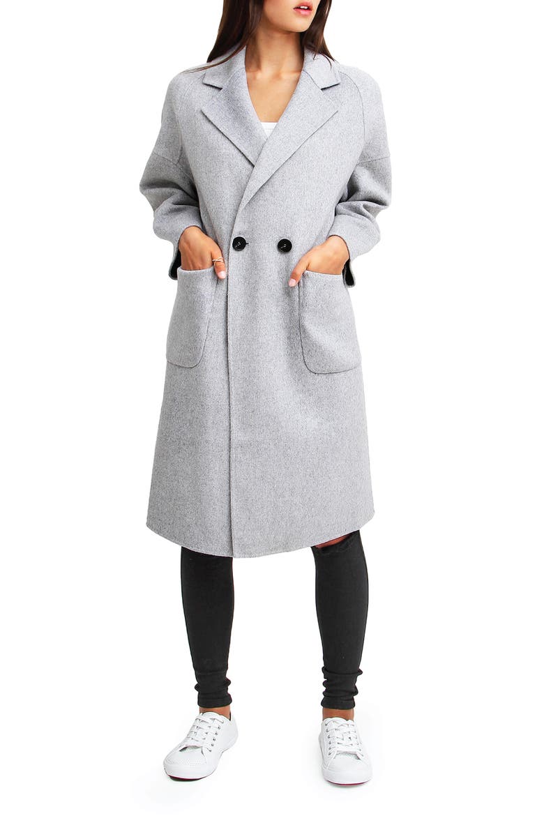 Publisher Double-Breasted Wool Blend Coat, Alternate, color, GREY MARLE