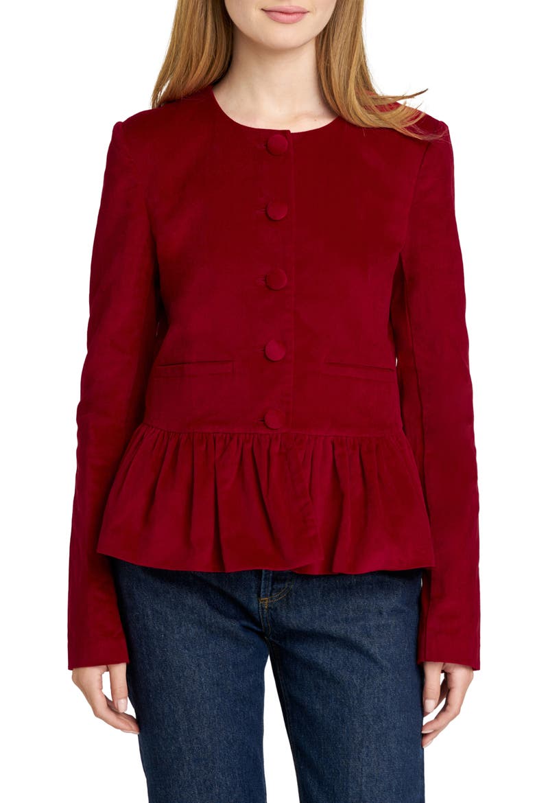 Charlie Peplum Jacket, Main, color, RED