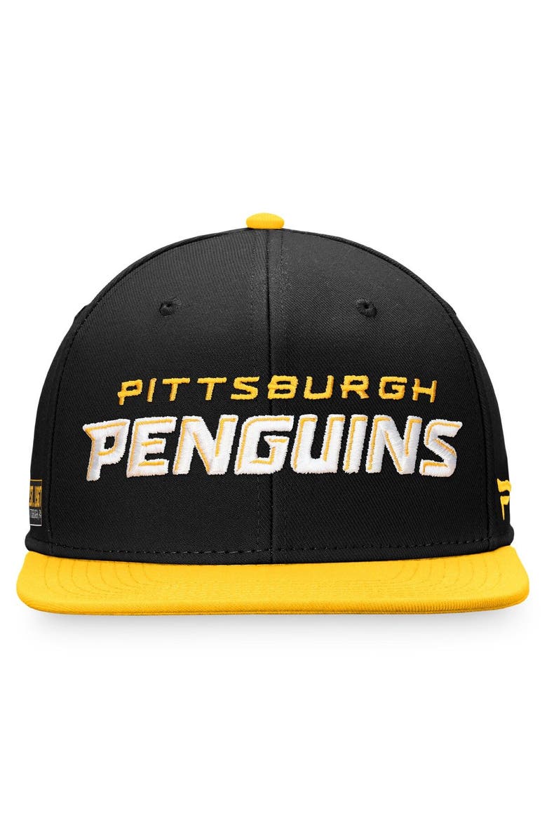 FANATICS Men's Fanatics Branded Black/Gold Pittsburgh Penguins Iconic Color Blocked Snapback Hat, Alternate, color, 