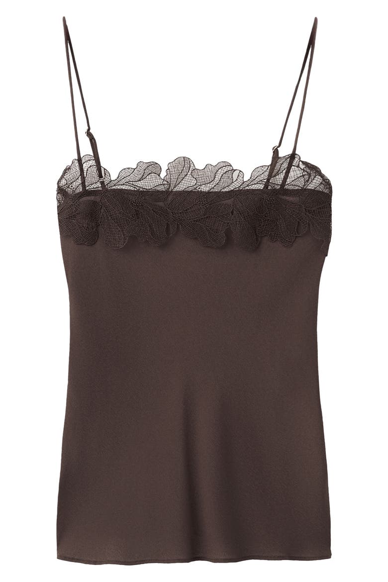 Lace Trim Satin Camisole, Alternate, color, CHOCOLATE