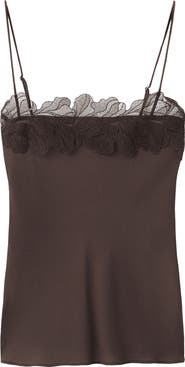 MANGO Lace Trim Satin Camisole