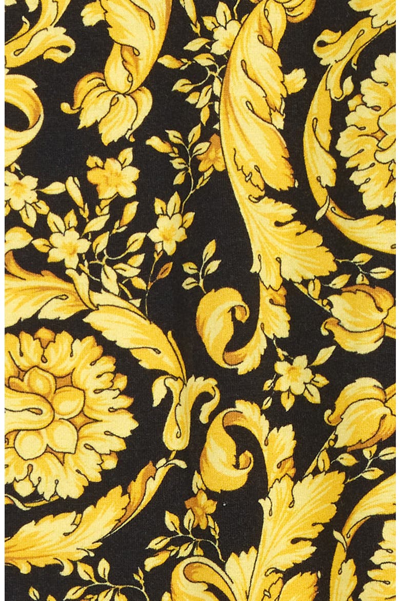 Kids' Barocco Print Stretch Cotton Leggings, Alternate, color, 5B000 NERO ORO