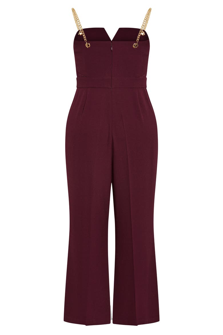 Nylah Chain Strap Wide Leg Jumpsuit, Alternate, color, BURGUNDY