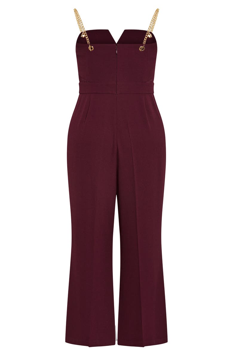 City Chic Nylah Chain Strap Wide Leg Jumpsuit, Alternate, color, Burgundy