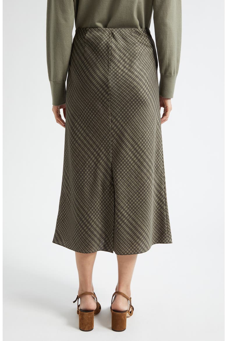 Check Bias Satin Slip Skirt, Alternate, color, ARTICHOKE/ DARK THYME